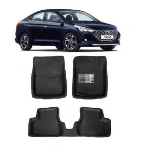 4.5D Car Floor Foot Tray Mats for Verna New (2017)  - Black
